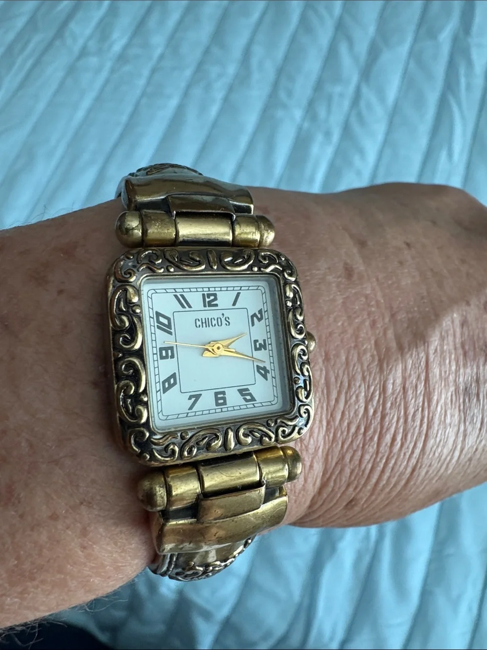 Chico's Brass-Tone Square Face Watch in Antique Brass